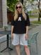 Оптом. Костюм oversize с бермудами 3142-3 Черный размер S 3142-3 Чорний S фото
