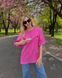 Оптом. Футболка oversize с принтом 26009 Розовый в универсальном размере 26009 Рожевий ONE SIZE фото 4